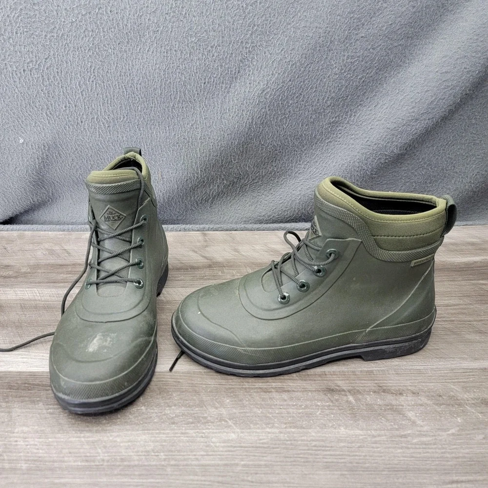 Muck Boot Company Boots Mens Size 9 Green Waterproof Rubber Lace Up Ankle Rain